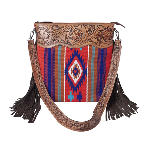Peony Tooled Woolen Shoulder Bag