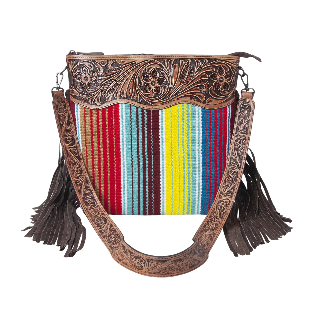 Rainbow Wool Tooled Shoulder Bag