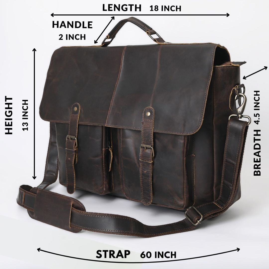 Rusty Hunter Leather Laptop Messenger Bag Big