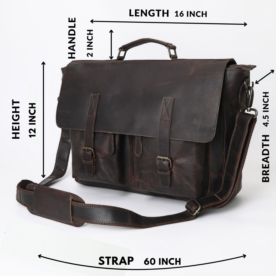 Rusty Hunter Leather Laptop Messenger Bag Medium