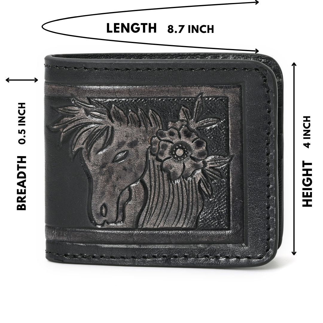 Smokey Horse Handtooled Hipster Wallet