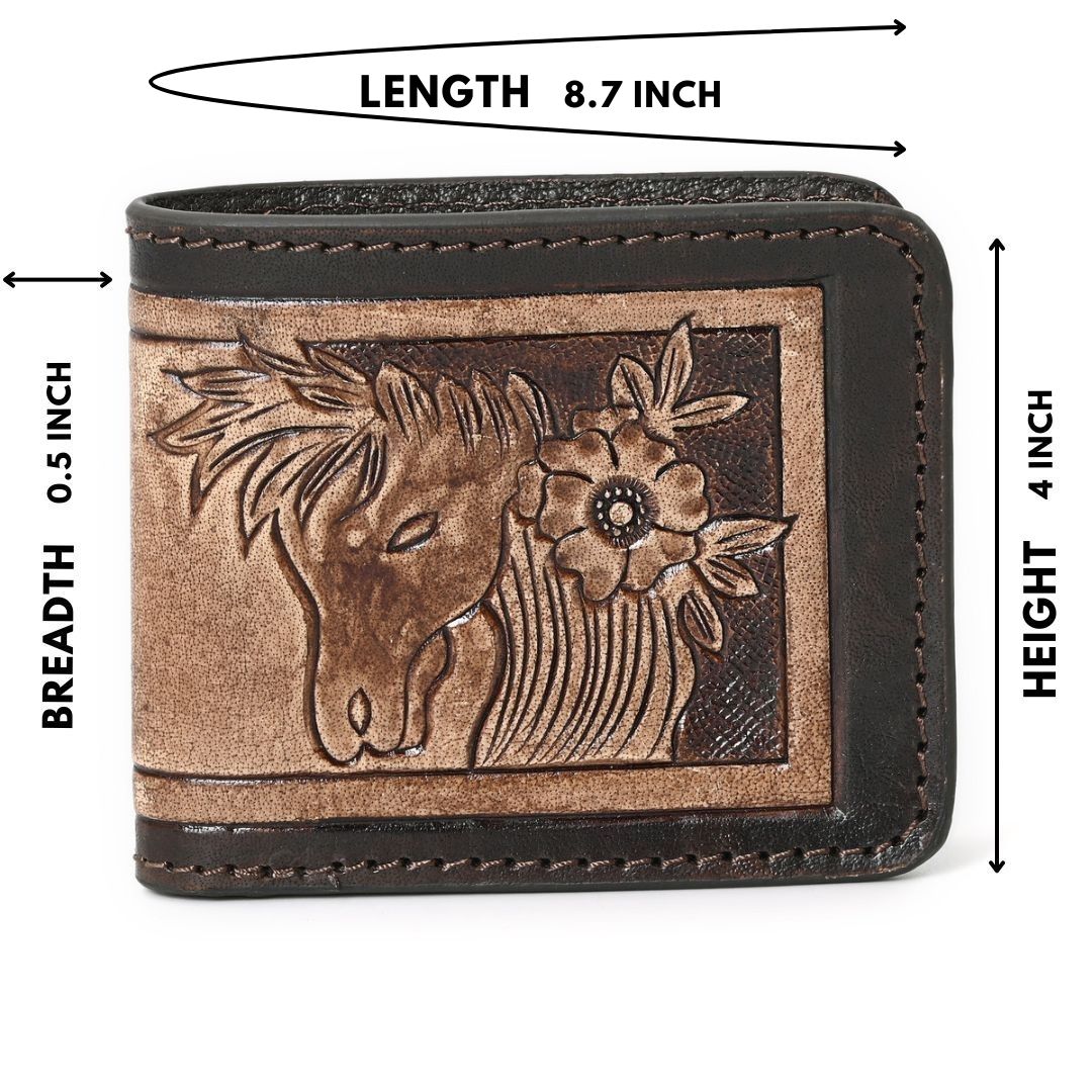 Smokey Horse Handtooled Hipster Wallet