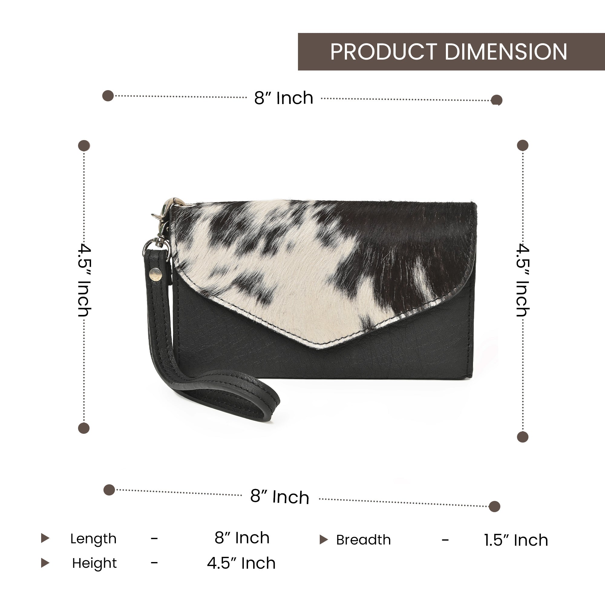 Hair-On Leather Clutch Wallet – Cowhide Wristlet Wallet for Women