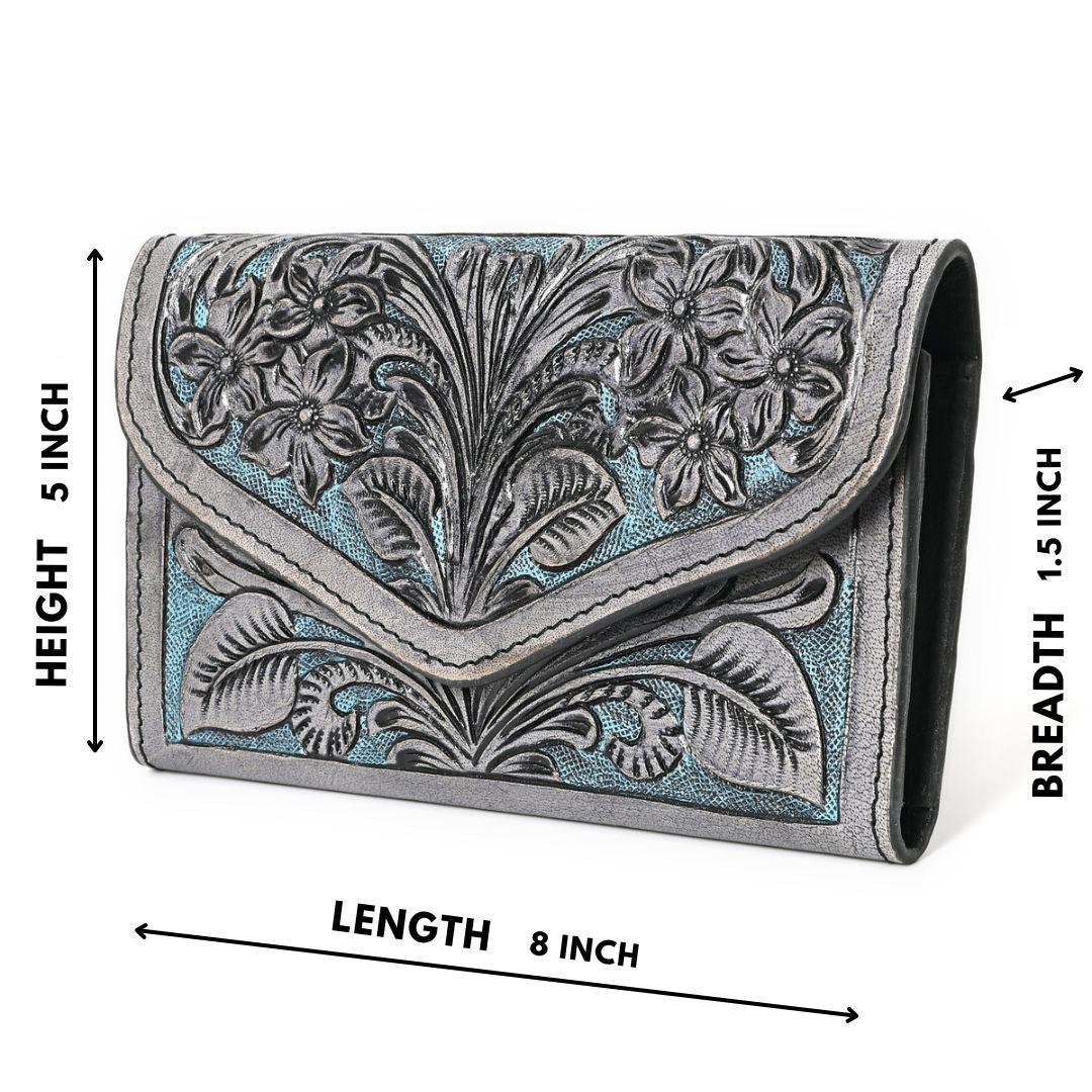 Blue Splash Hand Carved Wallet