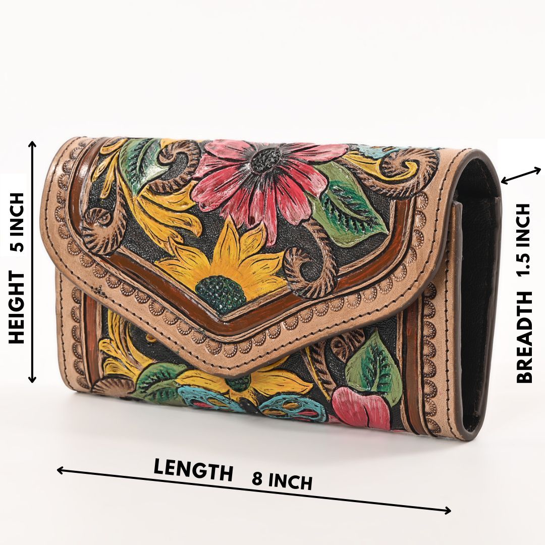 colour blast handtooled wallet