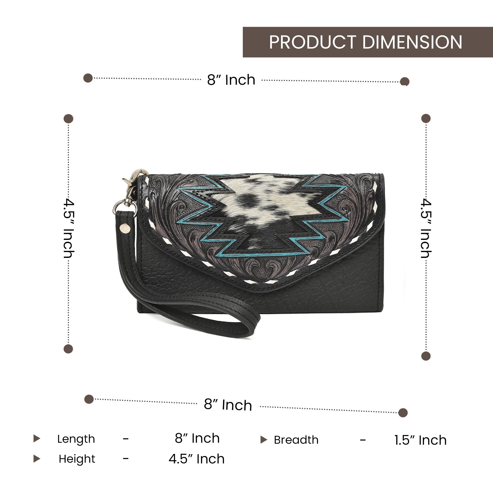 Cowgirl Tooled Leather Wristlet Wallet – Western Cowhide Clutch with Strap