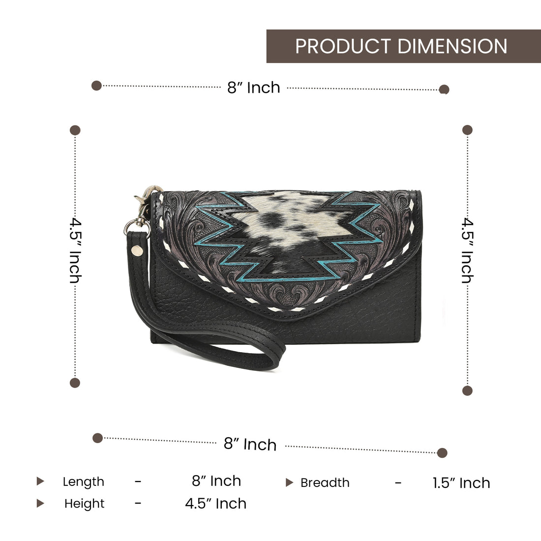 Cowgirl Tooled Leather Wristlet Wallet – Western Cowhide Clutch with Strap