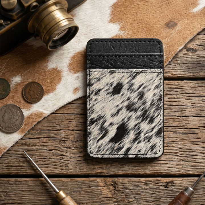Western Cowhide Leather Cardholder – Slim Hair-On Leather Wallet