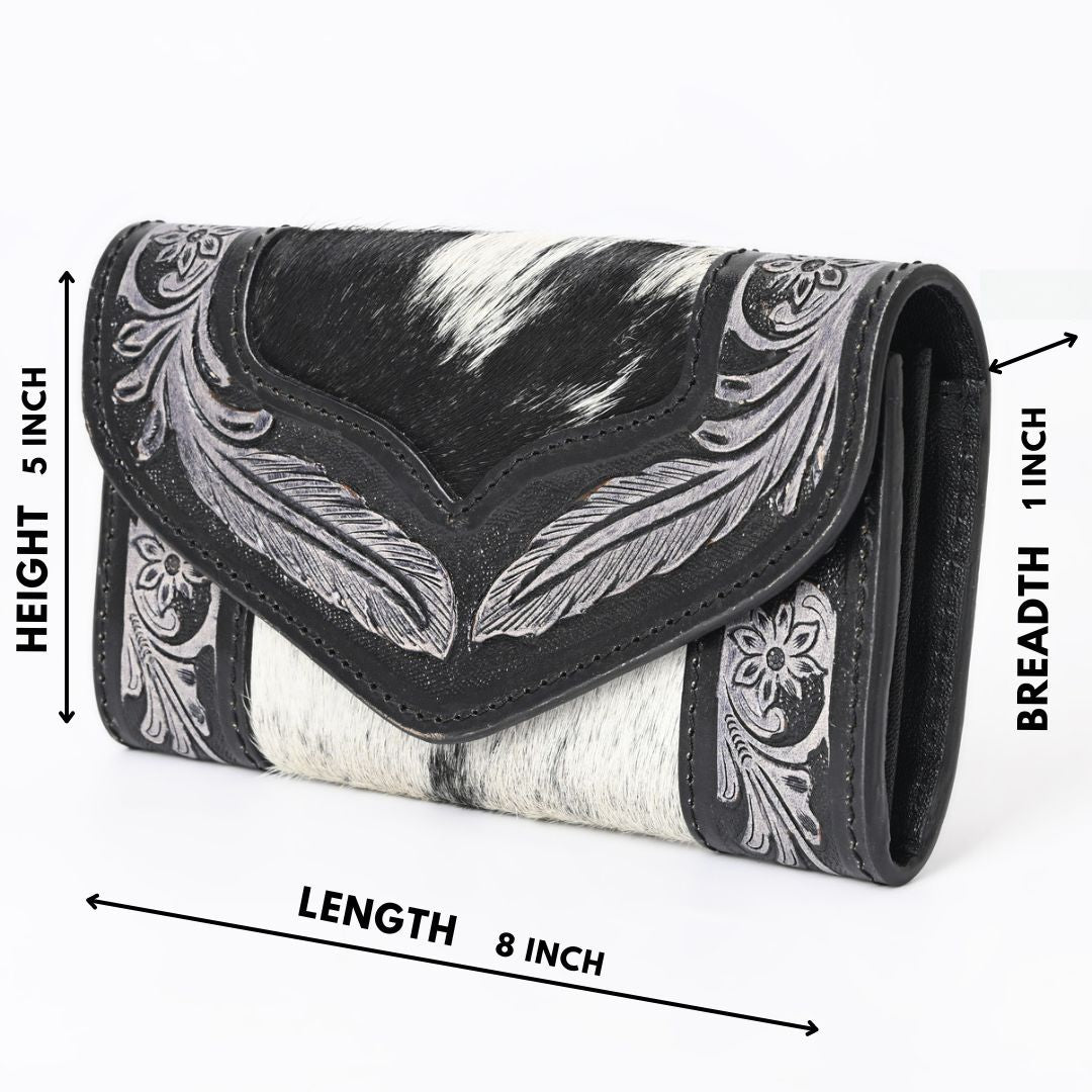 Rustic Rose Black Trifold  Wallet
