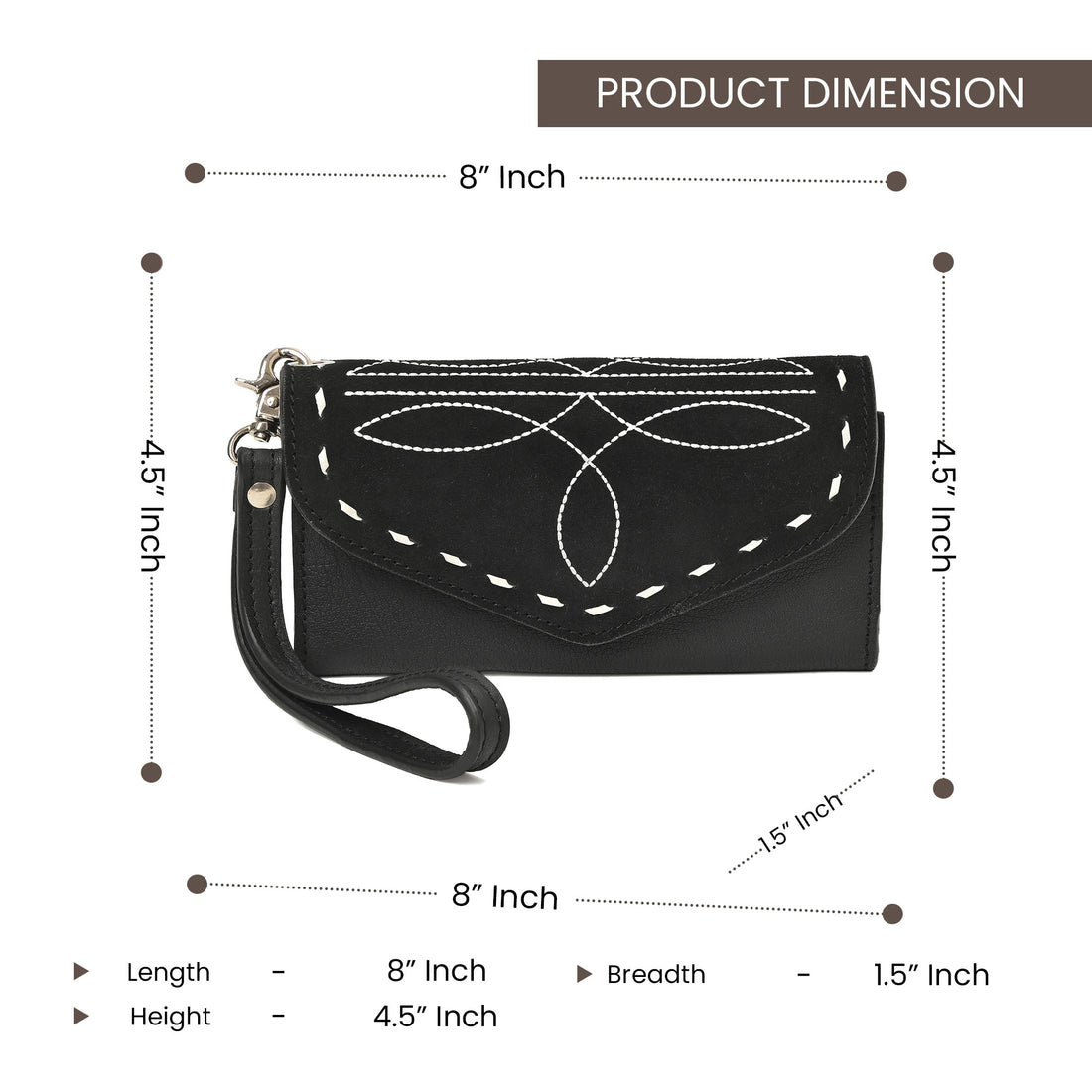 Cowgirl Boot Stitch Leather Wristlet Wallet – Western Style Clutch with Strap