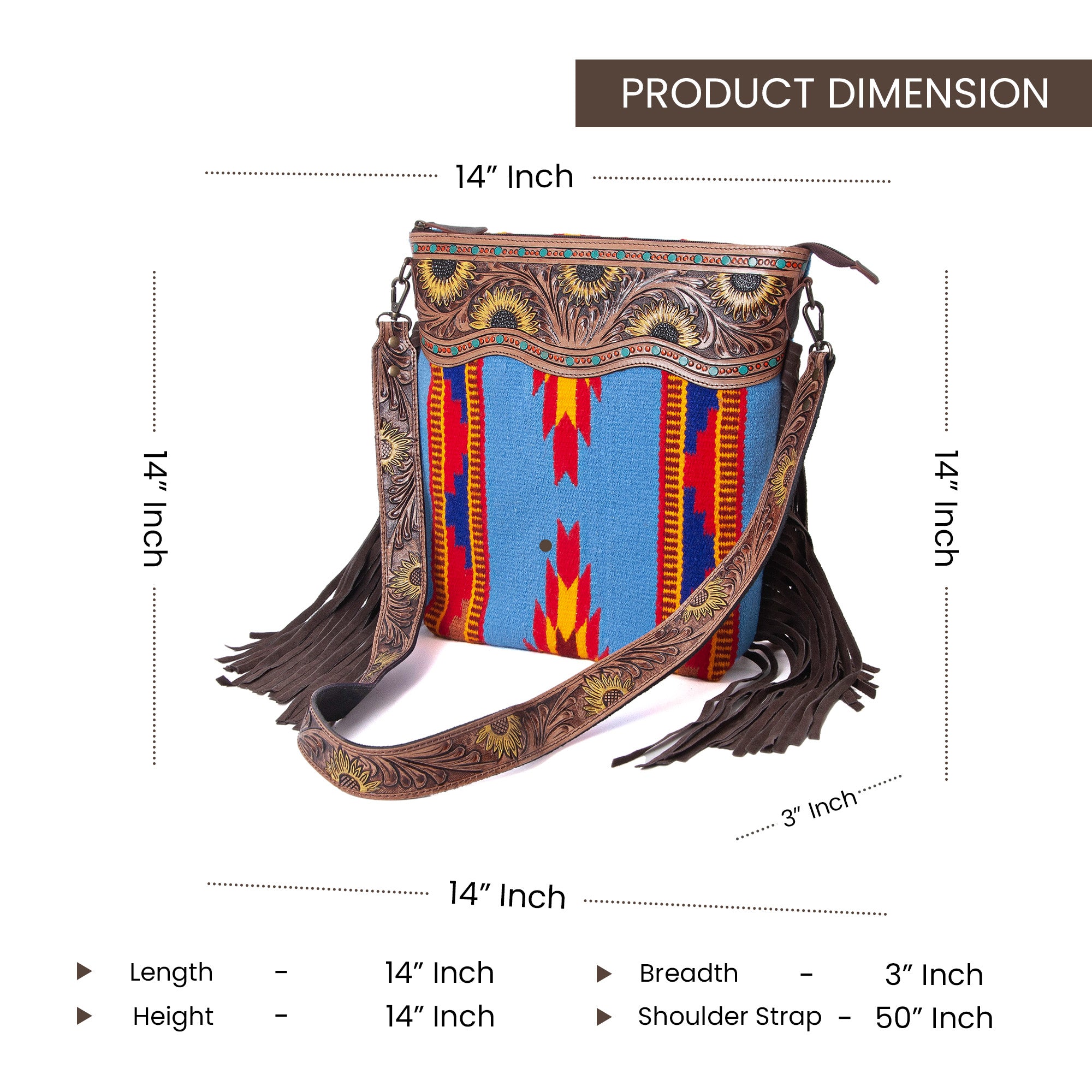 Sunflower Tooled Azetic Durrie Shoulder Bag