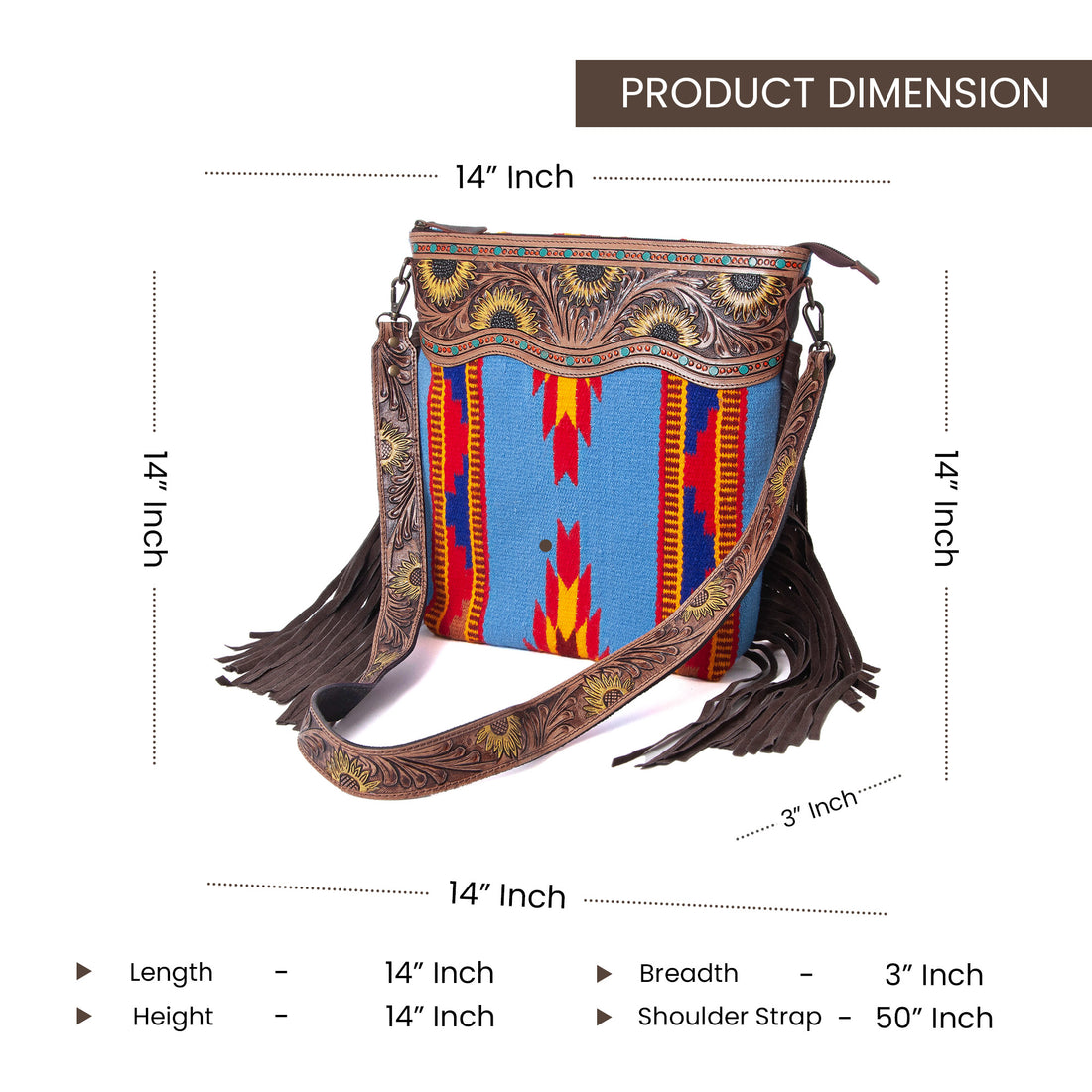 Sunflower Tooled Azetic Durrie Shoulder Bag