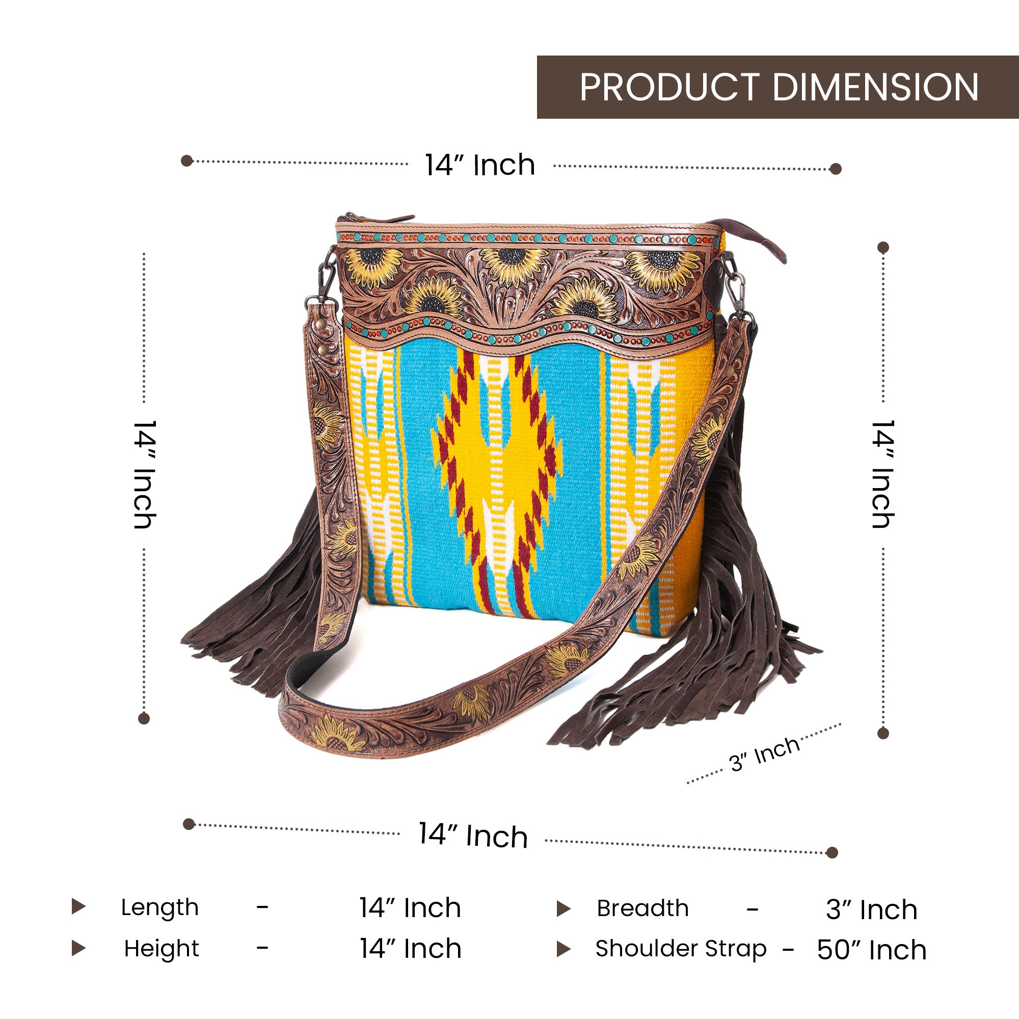 Sunflower Tooled Azetic Durrie Shoulder Bag