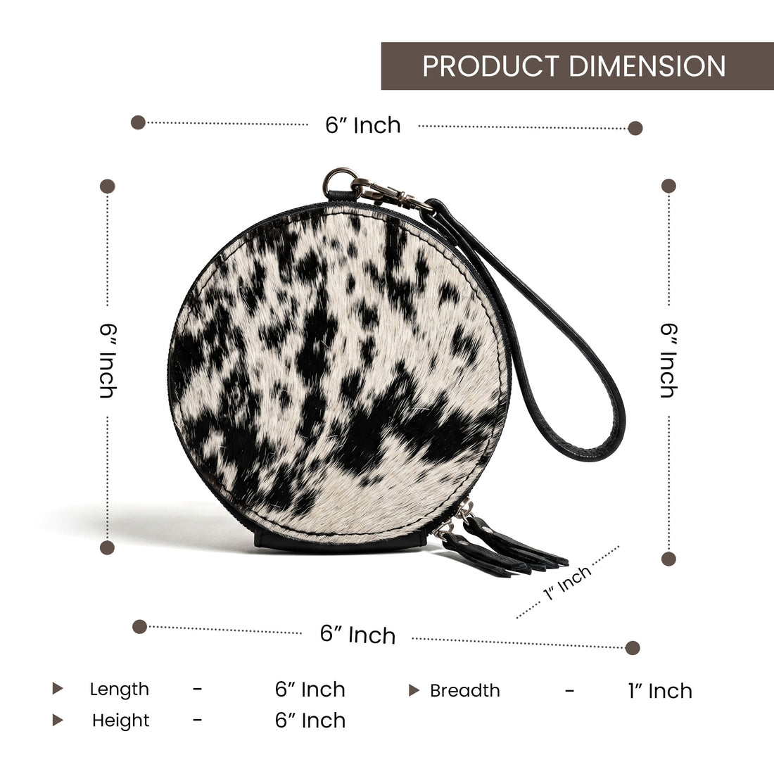 Hair-On Cowhide Round Wristlet Wallet – Western Leather Zipper Pouch with Strap & Tassel (Copy)