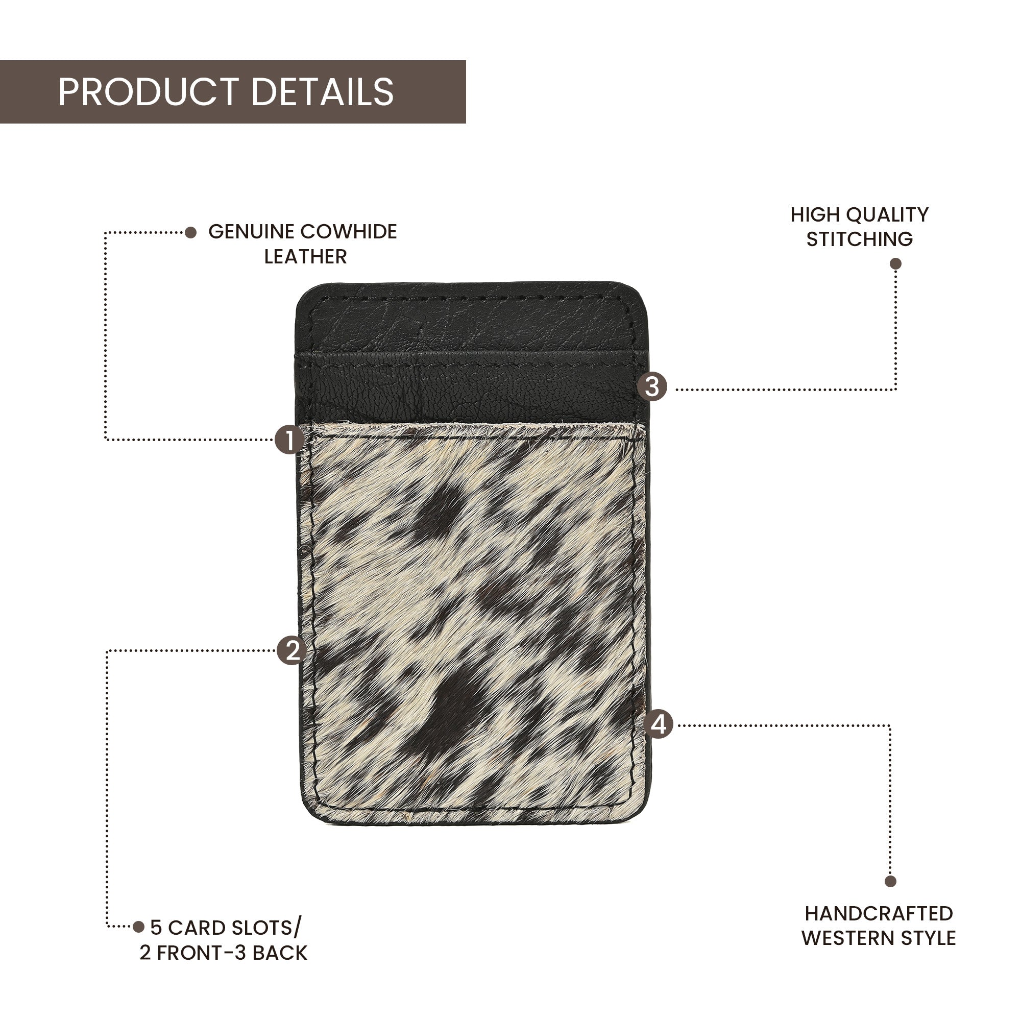 Western Cowhide Leather Cardholder – Slim Hair-On Leather Wallet