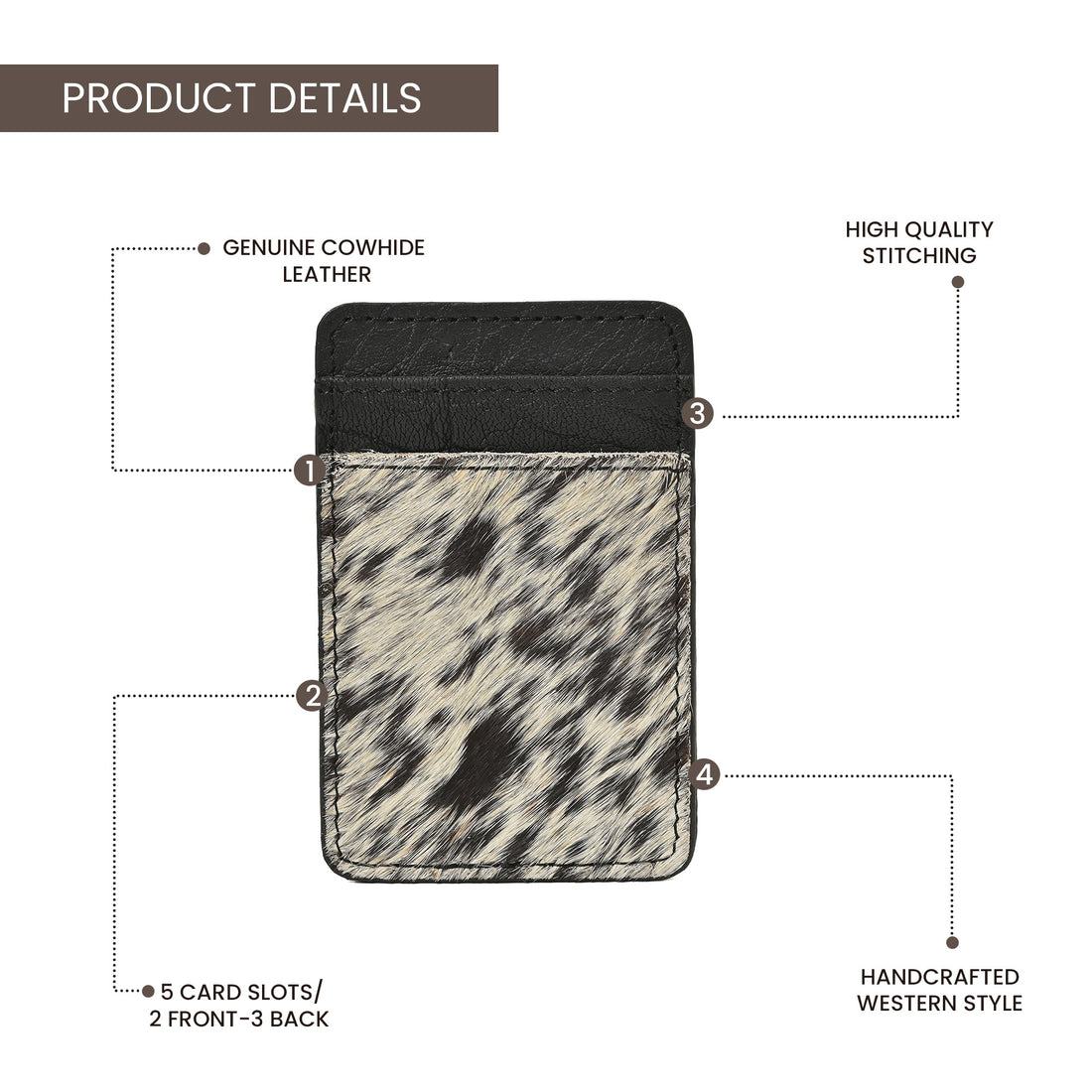 Western Cowhide Leather Cardholder – Slim Hair-On Leather Wallet
