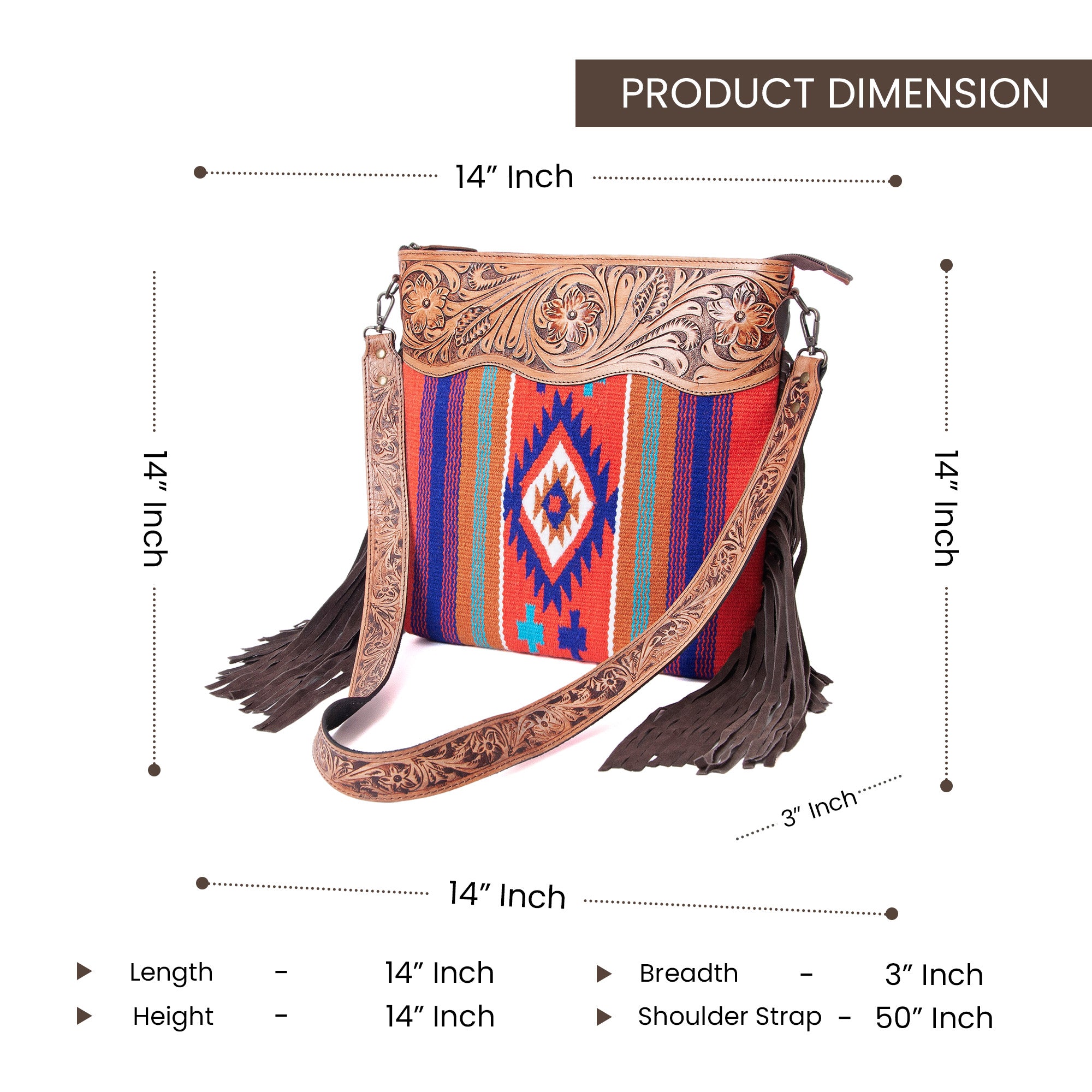 Peony Tooled Woolen Shoulder Bag