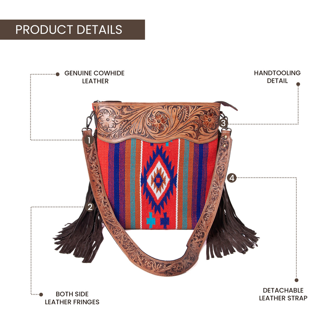 Peony Tooled Woolen Shoulder Bag