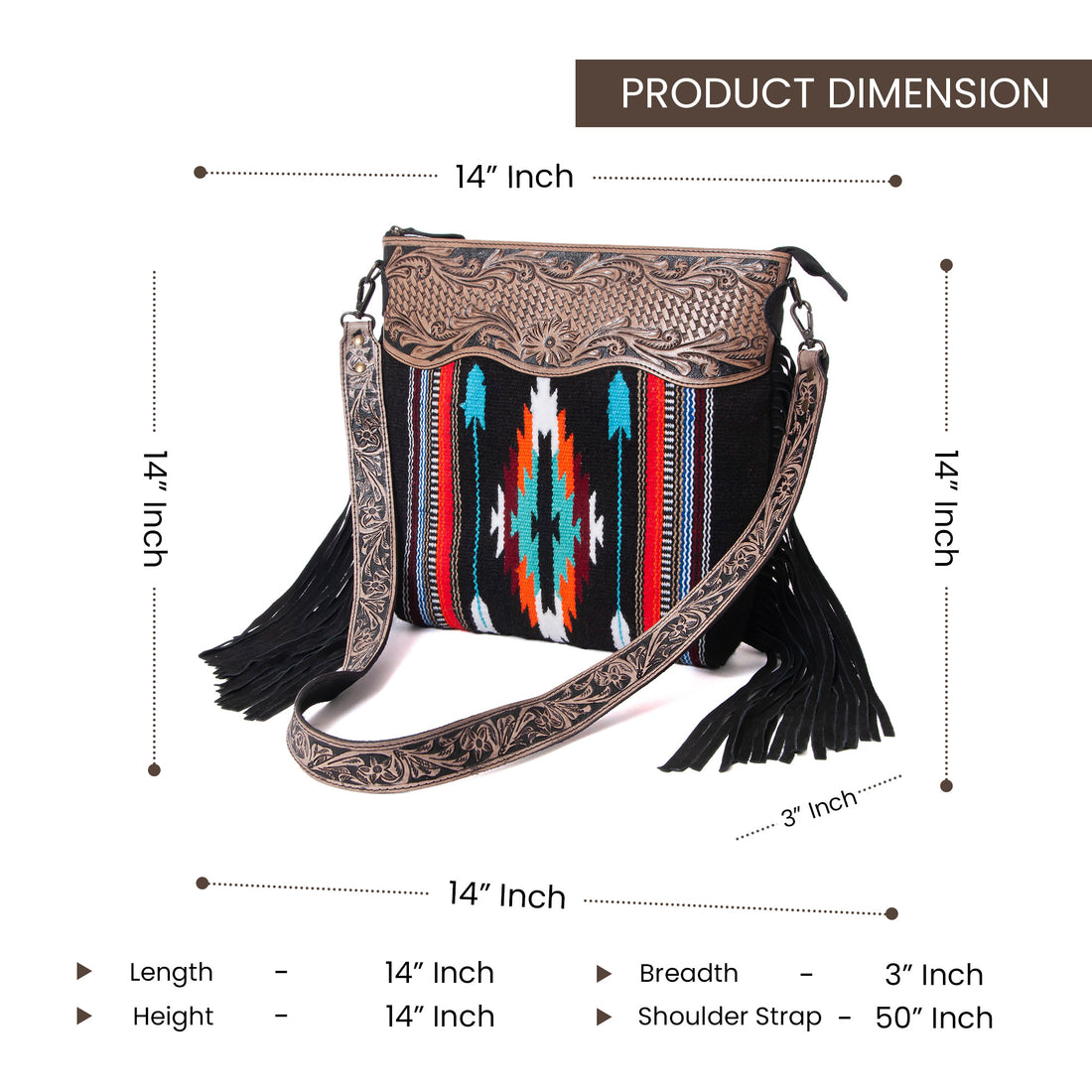 Black Zenco Woolen Shoulder Bag
