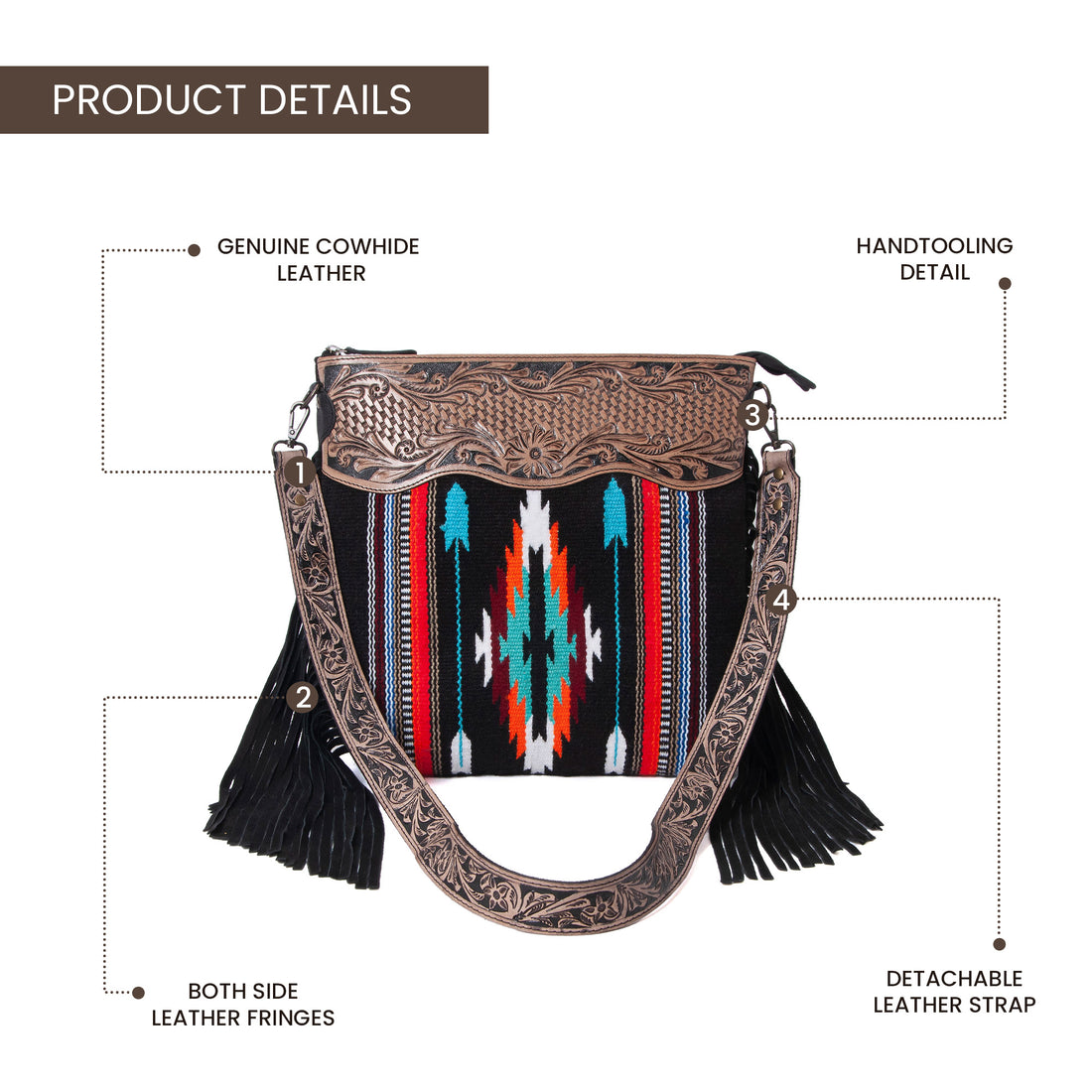 Black Zenco Woolen Shoulder Bag