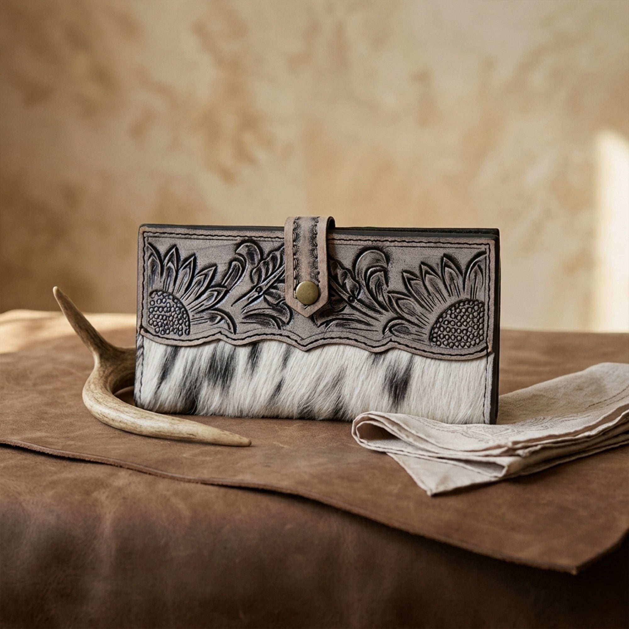 Wild West Wallet – Western Cowhide Leather Wallet