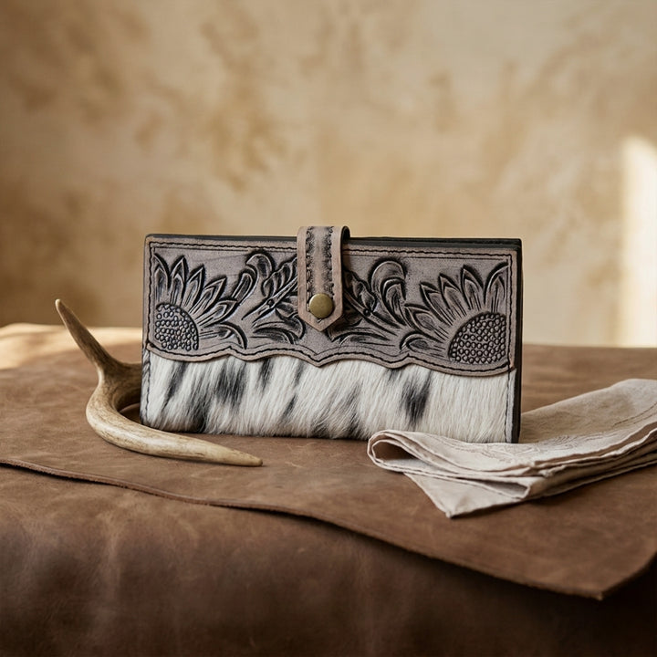 Wild West Wallet – Western Cowhide Leather Wallet