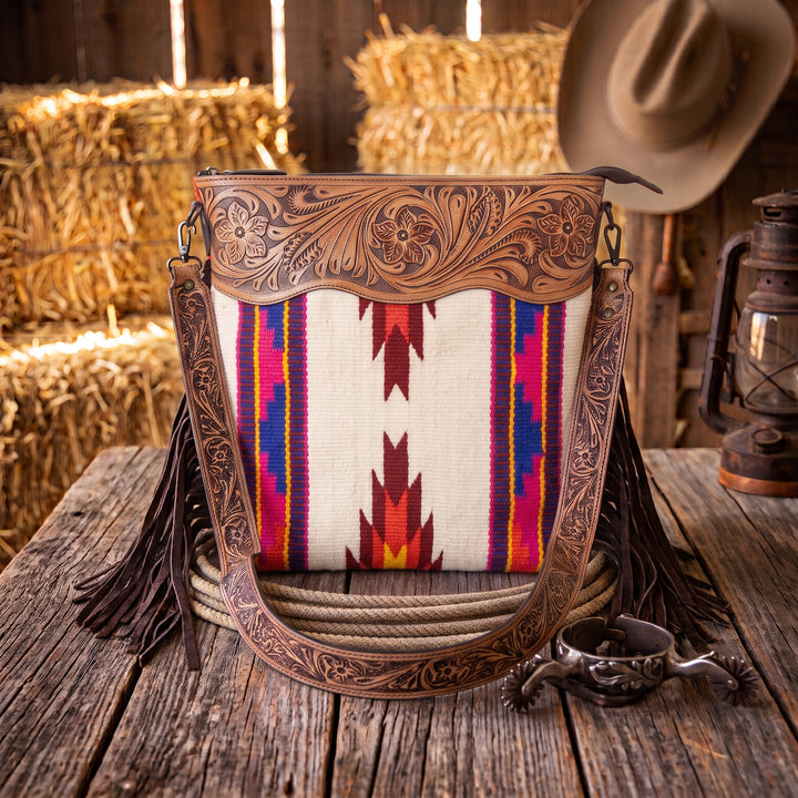 Peony Tooled Woolen Shoulder Bag