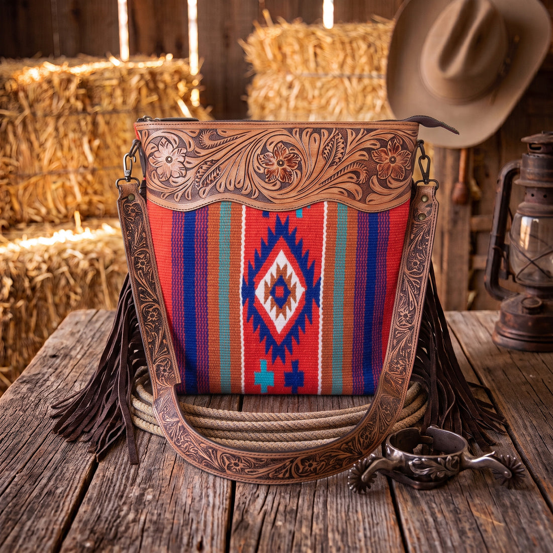 Peony Tooled Woolen Shoulder Bag