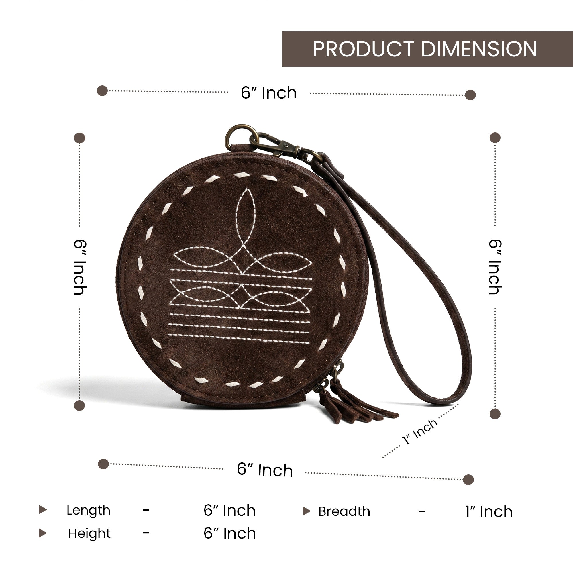 Cowgirl Boot Stitch Wristlet Wallet | Western Leather Round Pouch
