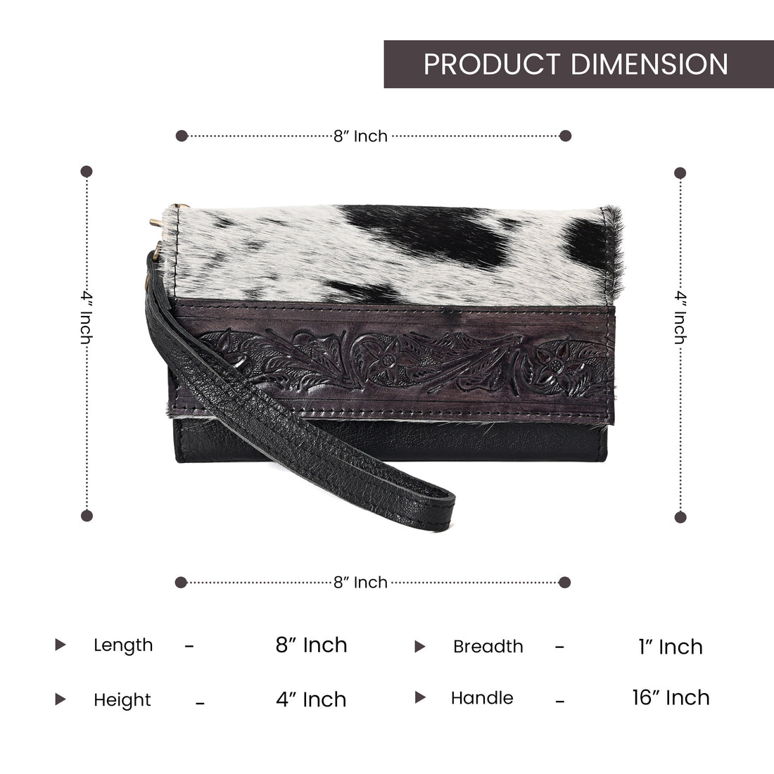 Nester Cowhide Tooled Trifold Wallet Black