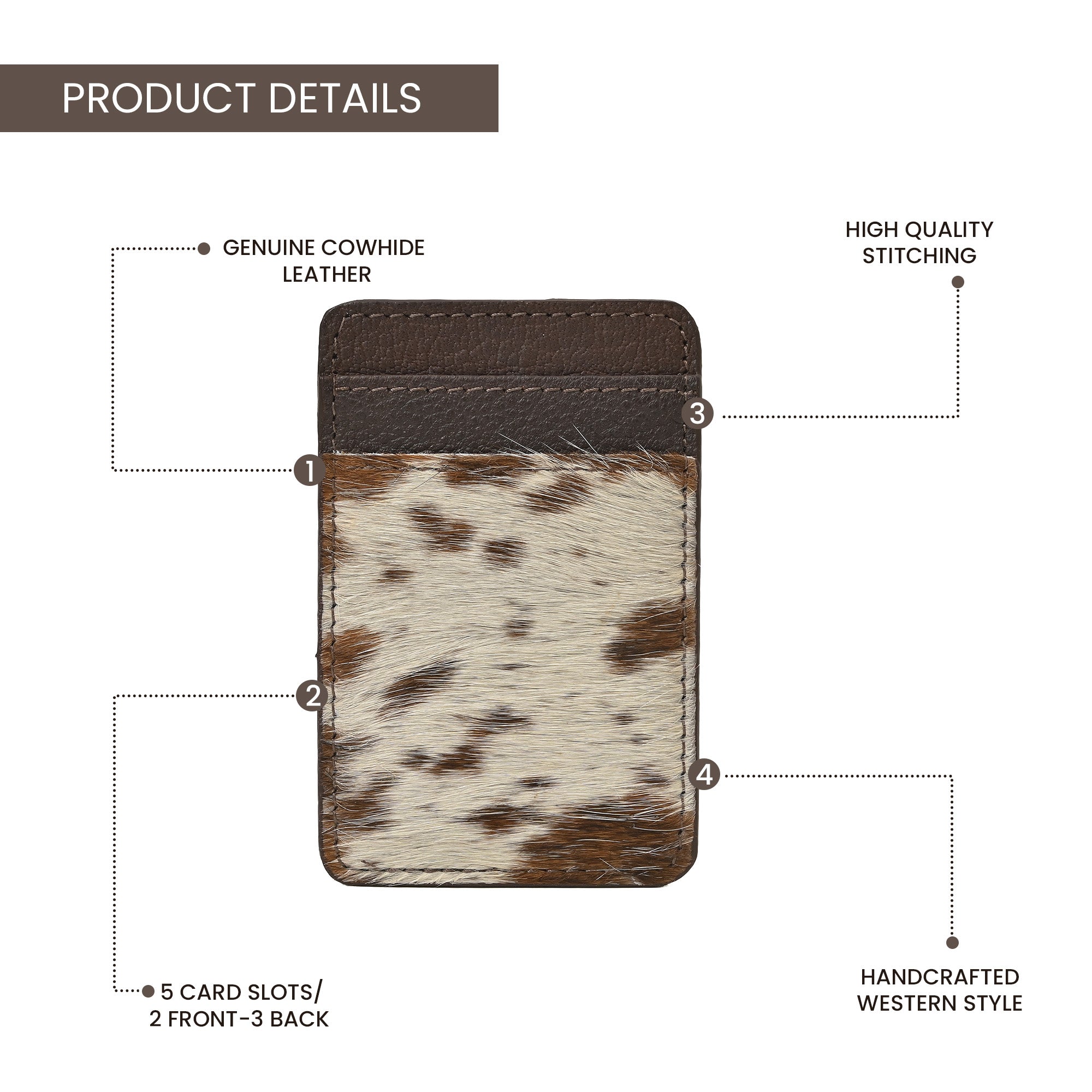Western Cowhide Leather Cardholder – Slim Hair-On Leather Wallet