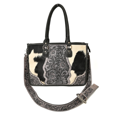 Hand Crafted Cowhide Floral Bag – Western Leather Handbag