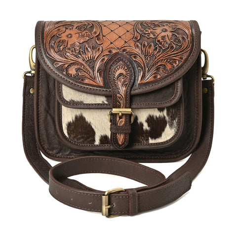 Rustic Raven Crossbody – Western Cowhide Leather Bag