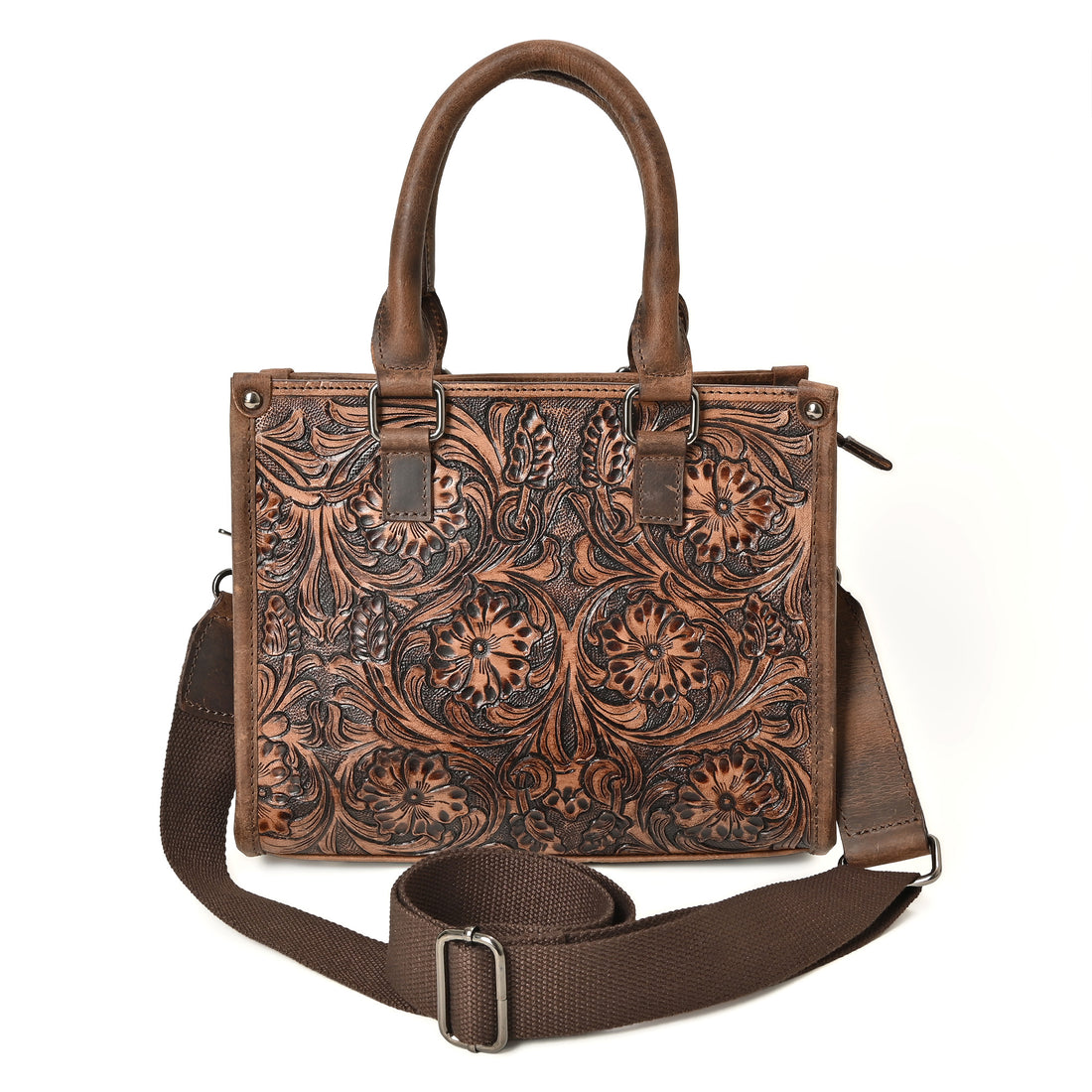 Hand Crafted Floral Tooled Bag – Western Leather Handbag