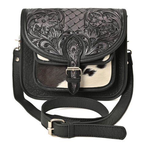 Rustic Raven Crossbody – Western Cowhide Leather Bag