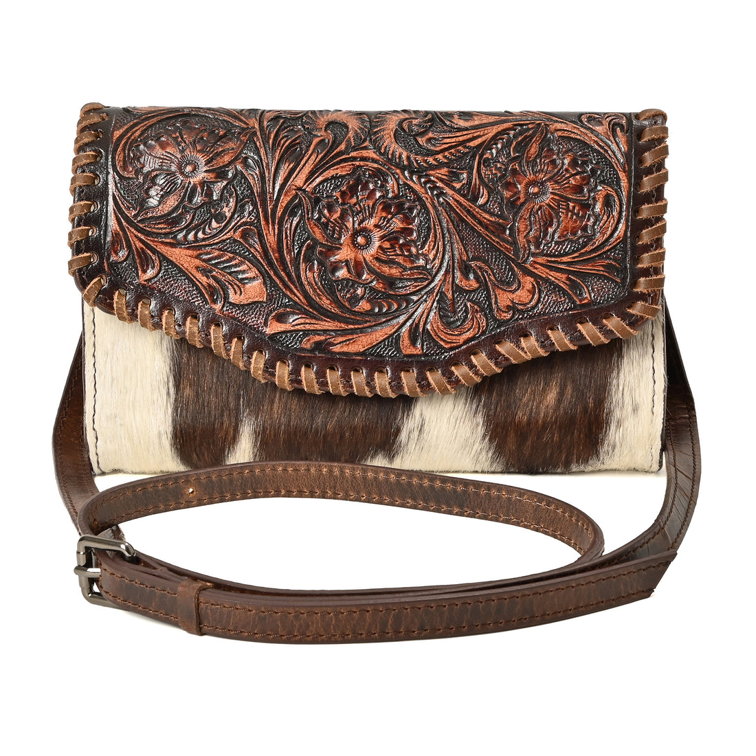 Wildflower Tooled Clutch – Western Leather Statement Bag