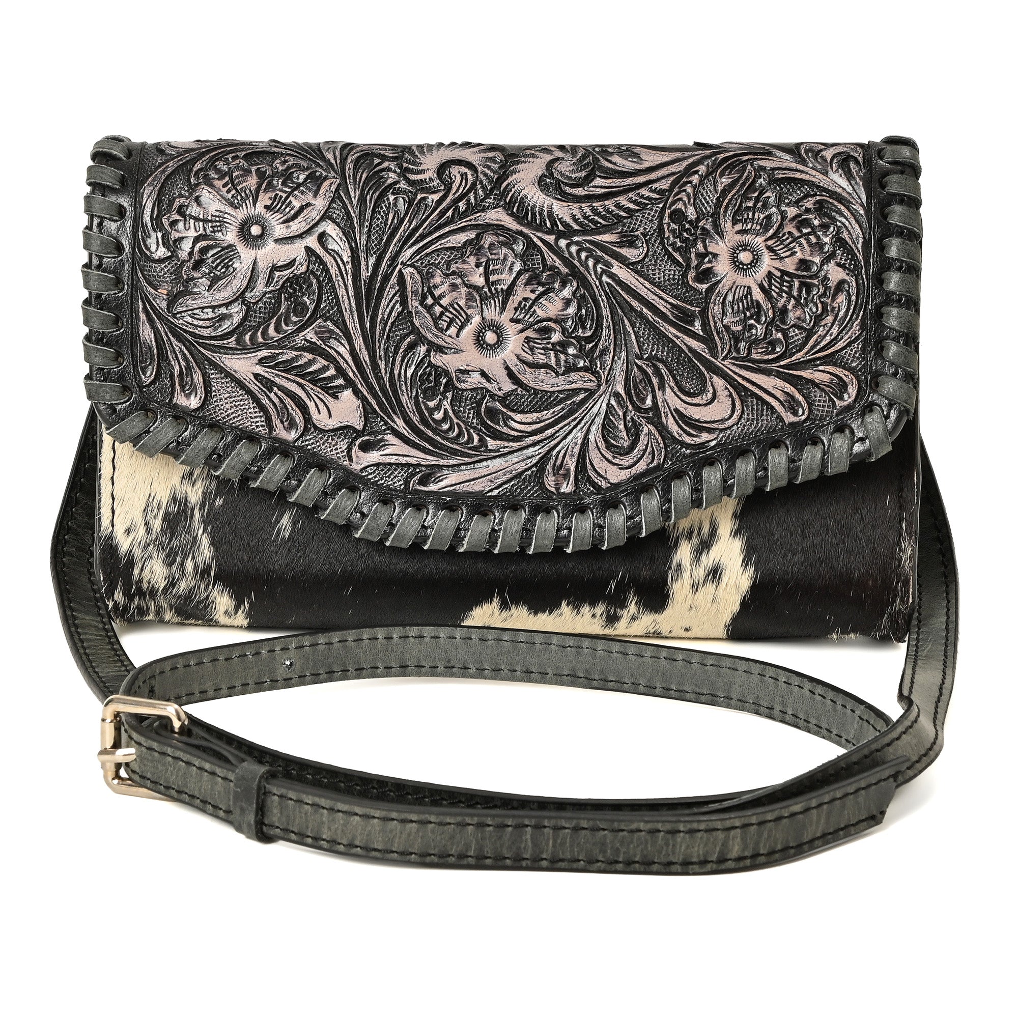 Wildflower Tooled Clutch – Western Leather Statement Bag