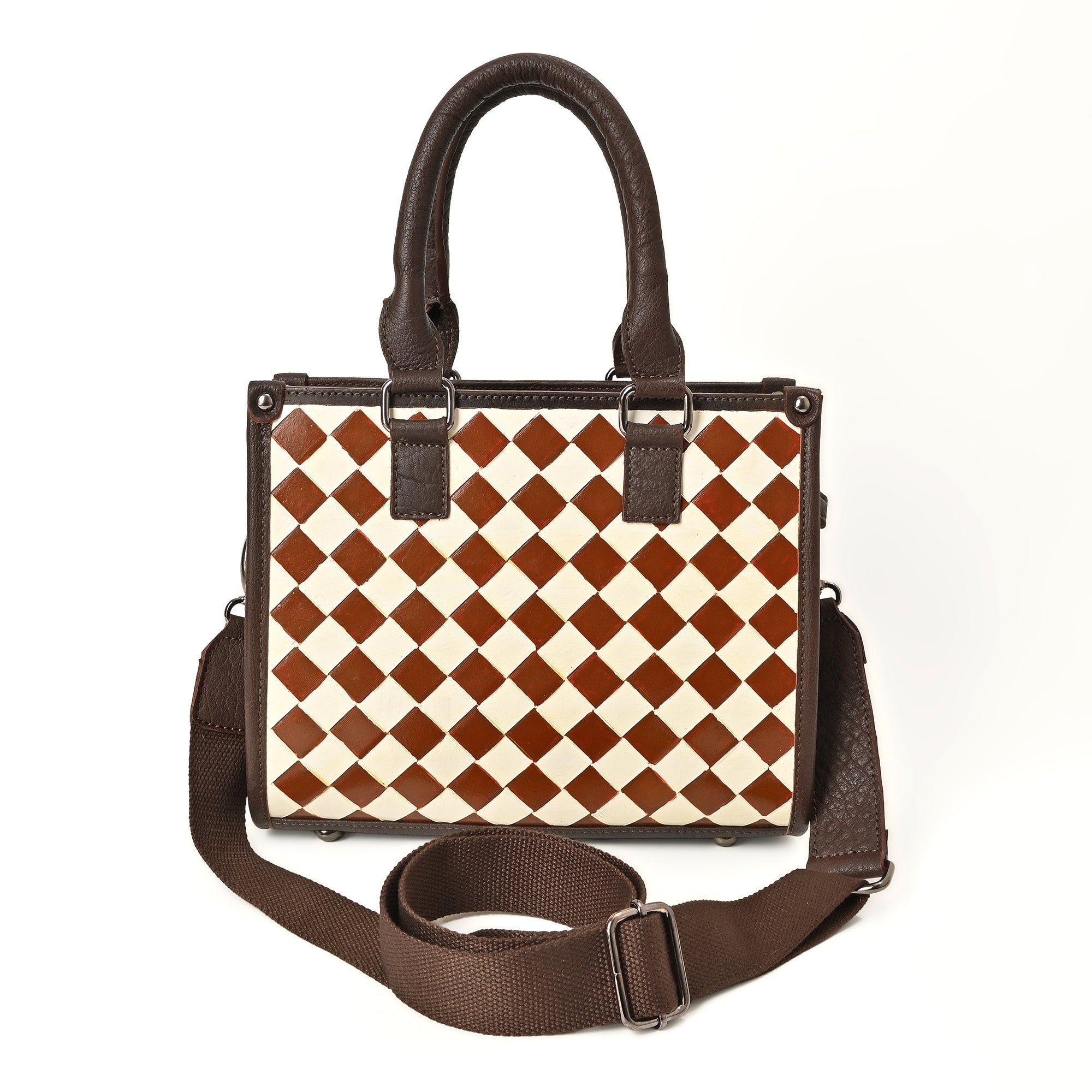 Ridgefield Checker Tote – Handcrafted Western Leather Tote