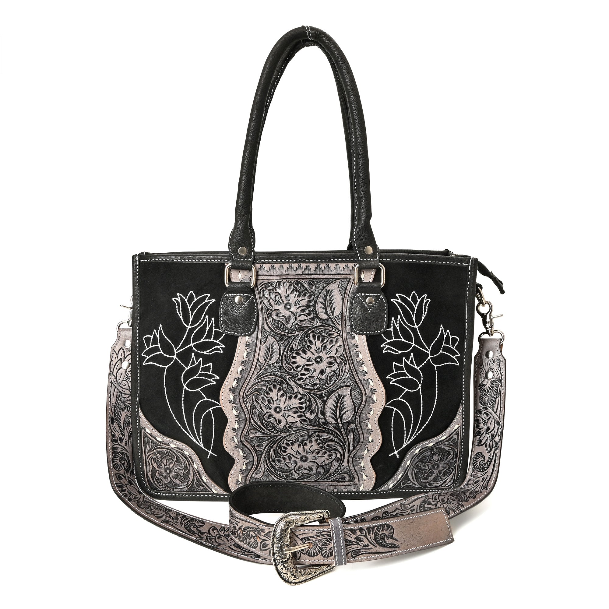Western Rose Handcrafted Stitch Tote – Western Leather Tote