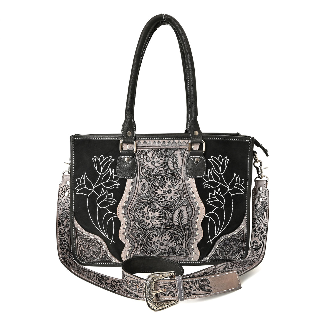 Western Rose Handcrafted Stitch Tote – Western Leather Tote