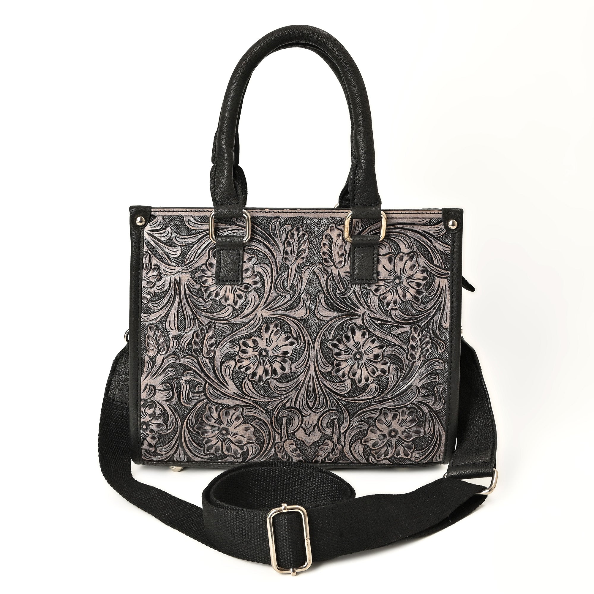 Hand Crafted Floral Tooled Bag – Western Leather Handbag