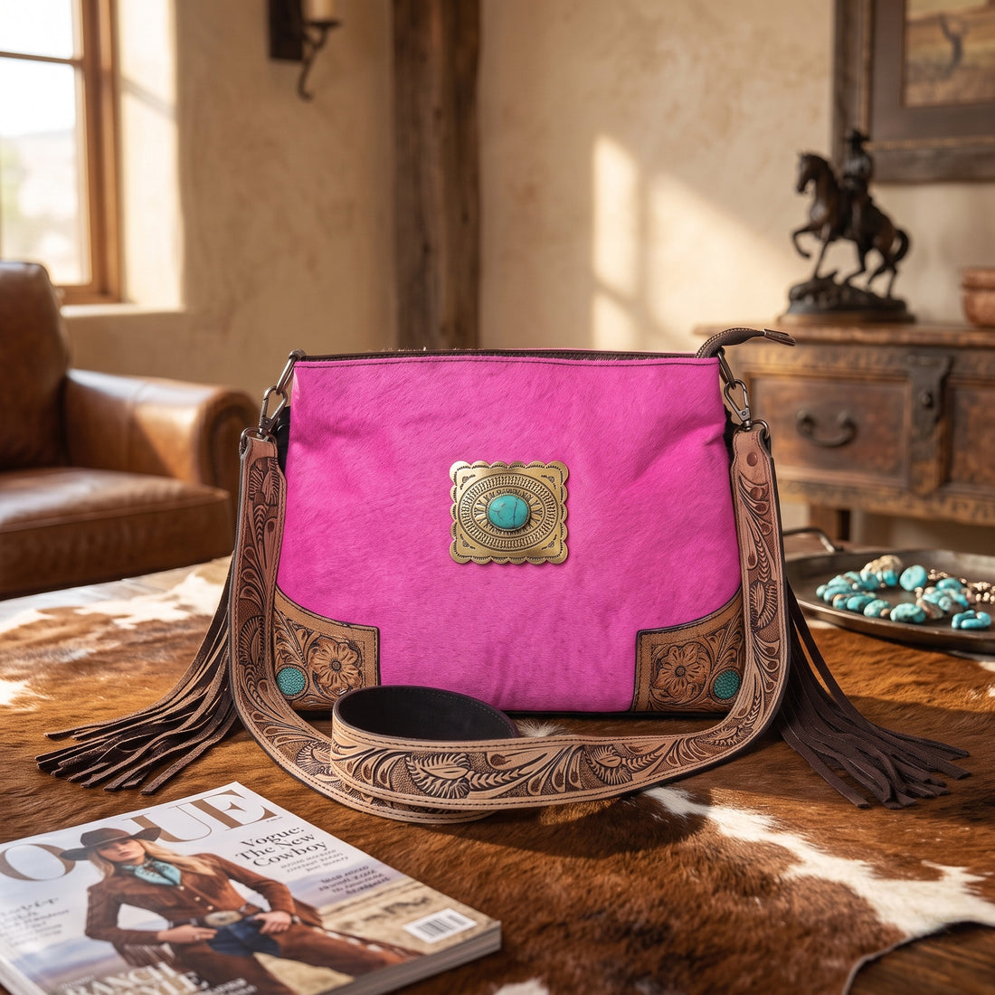 Rodeo Rider – Western Cowhide Leather Bag