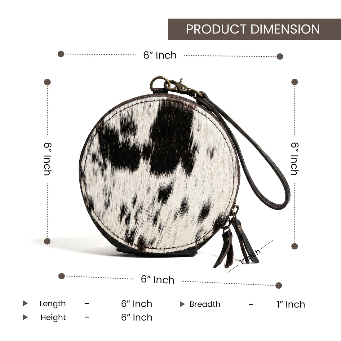 Hair-On Cowhide Round Wristlet Wallet – Western Leather Zipper Pouch with Strap & Tassel