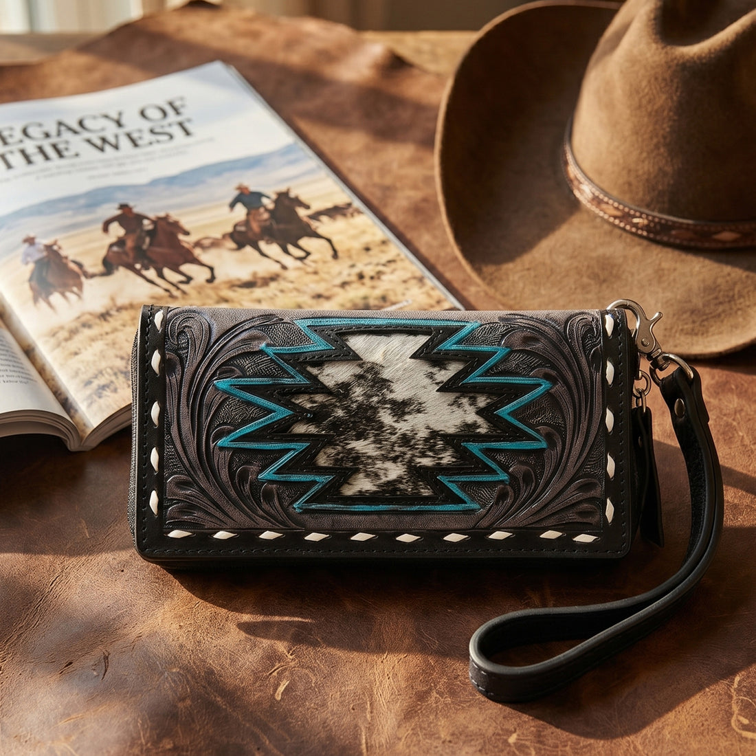 handTooled Leather wristlet
