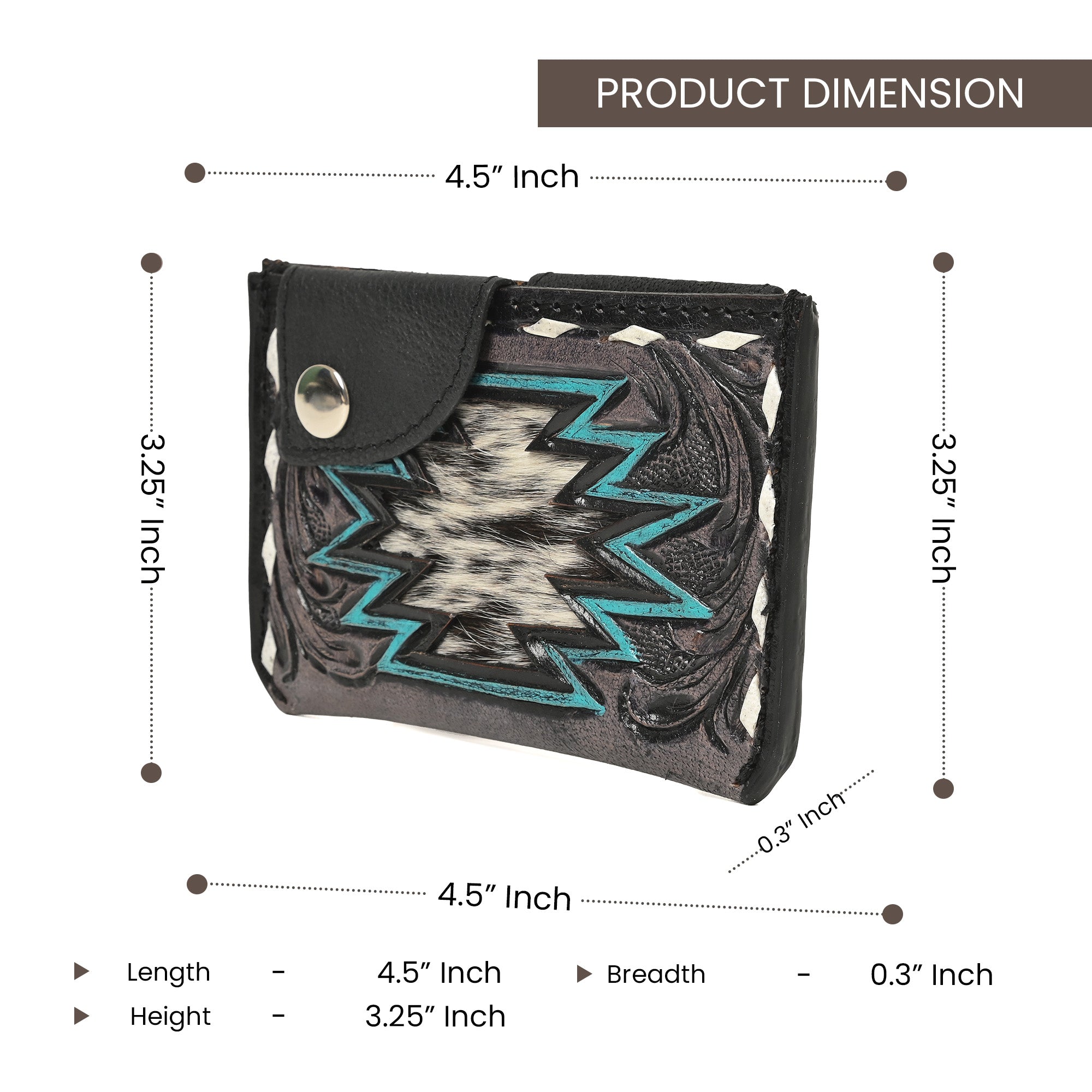 Thunderhide Leather Snap Cardholder – Western Tooled Slim Wallet with Cowhide Detail