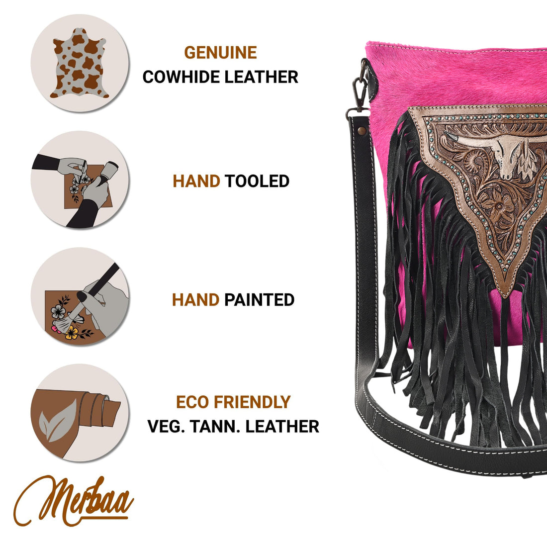 Texas Longhorn Fringe Bag
