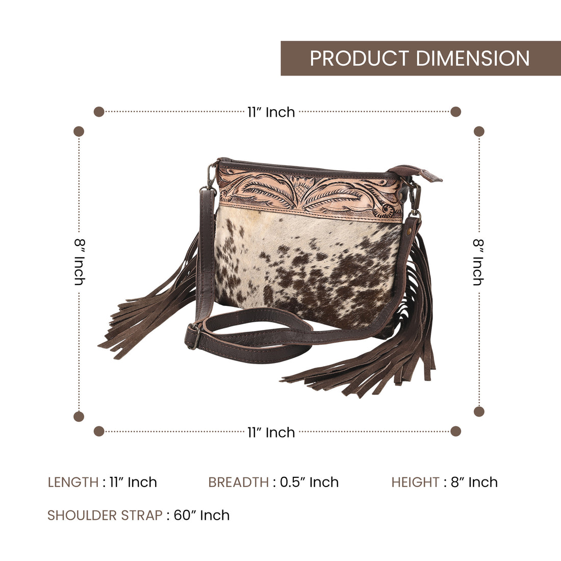 Cowhide Hairon & Tooled Leather Crossbody Bag