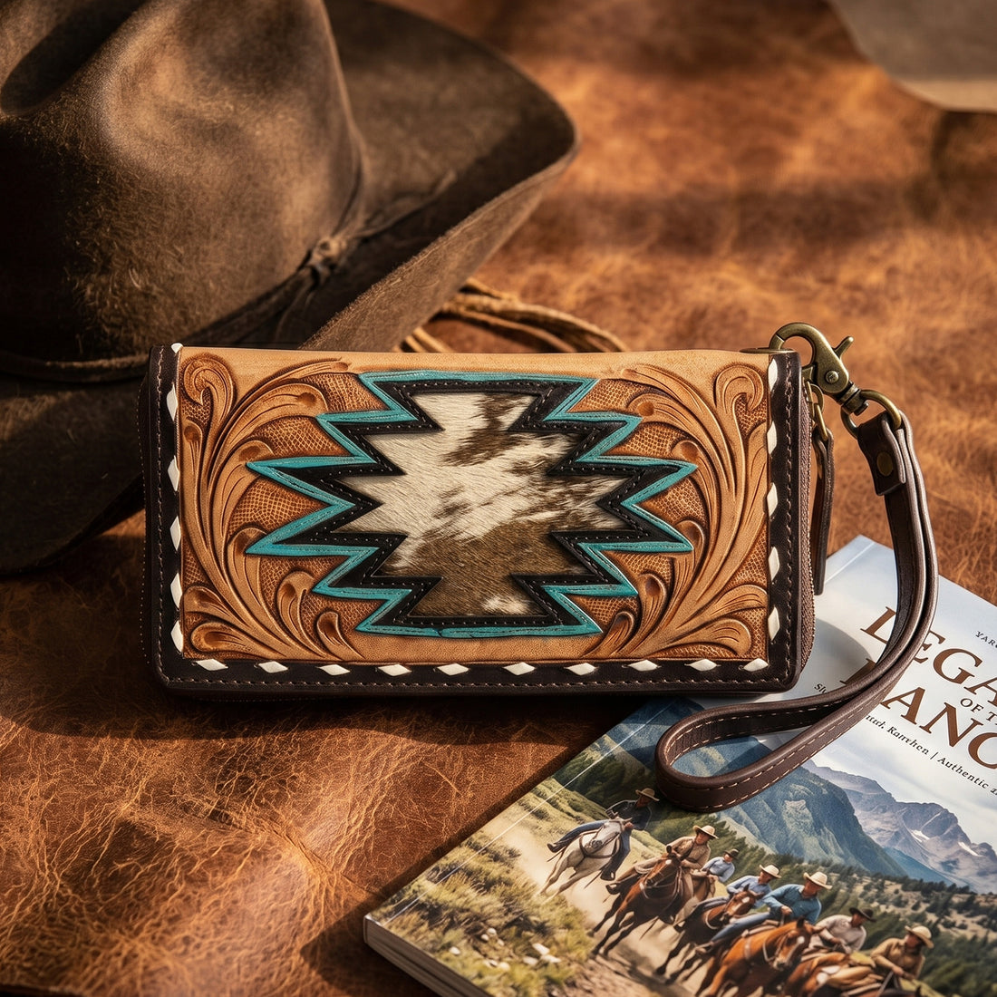 handTooled Leather wristlet