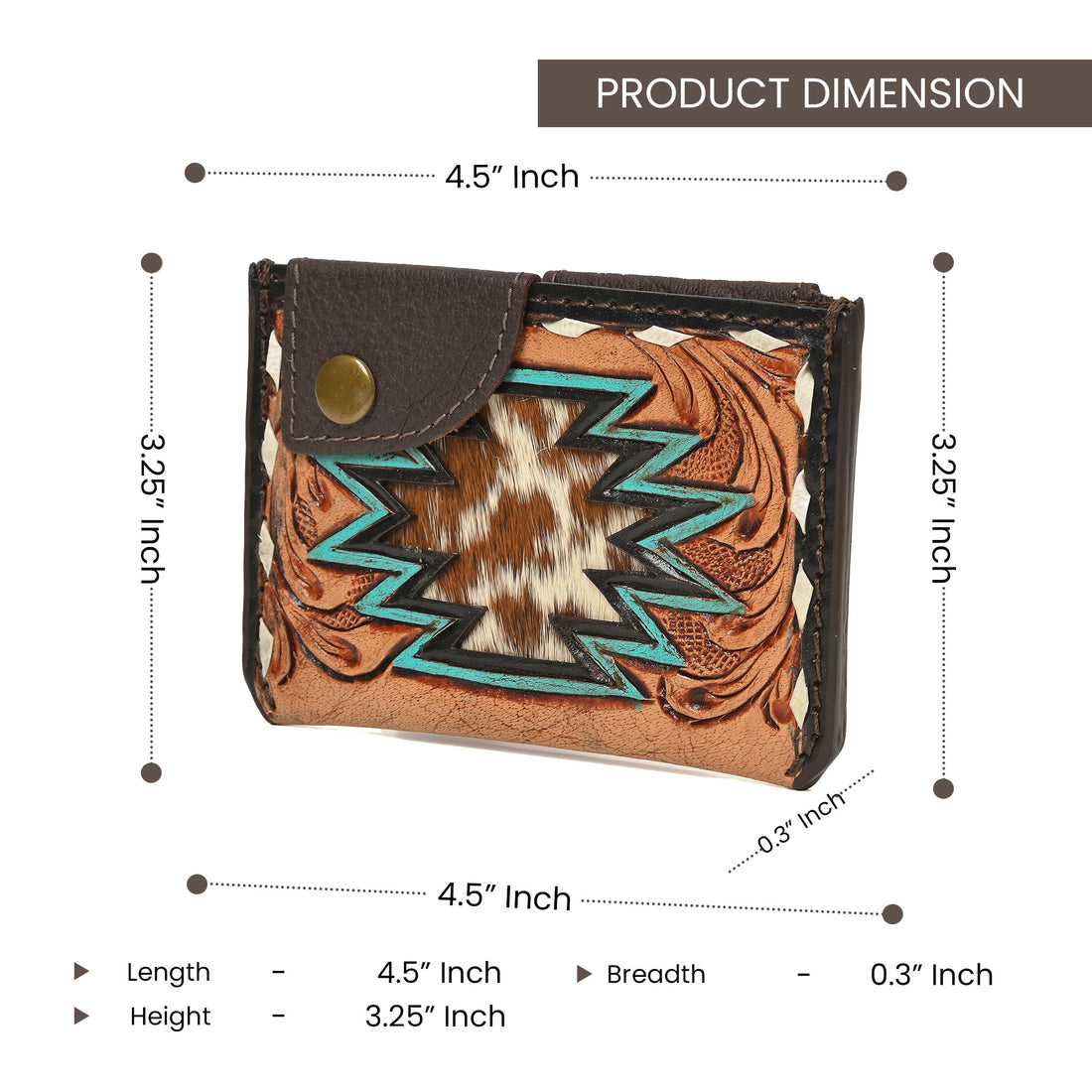 Thunderhide Leather Snap Cardholder – Western Tooled Slim Wallet with Cowhide Detail