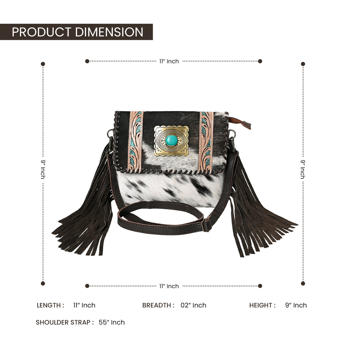 Sansa Turquoise Concho Cowhide Crossbody Bag